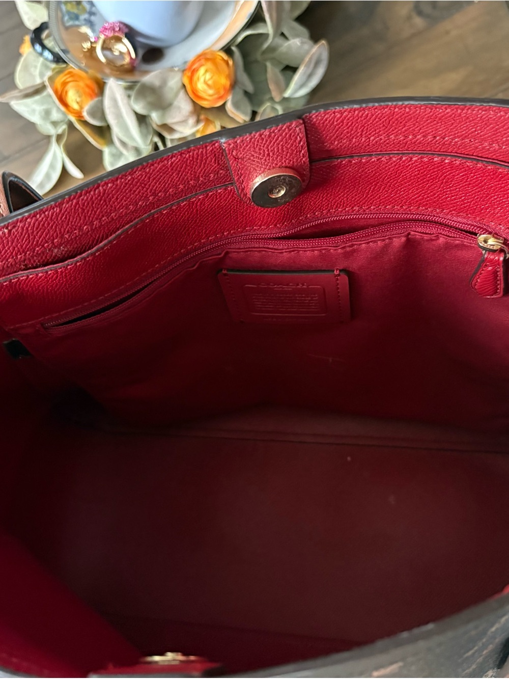 Coach Black and Brown Signature Tote with Leather Trim - Picture 6 of 6